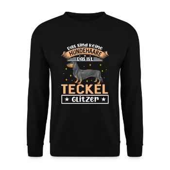 Das Sind Keine Hundehaare Das Ist Teckel Glitzer H - Unisex Pullover - Schwarz - Vorne - Alina (178cm) & Michal (187cm)