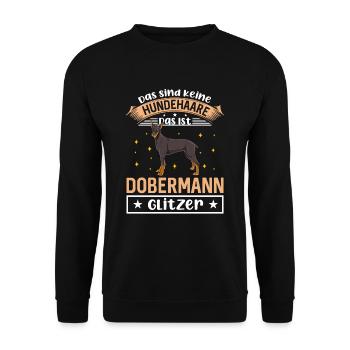 Das Sind Keine Hundehaare Das Ist Dobermann Glitze - Unisex Pullover - Schwarz - Vorne - Alina (178cm) & Michal (187cm)