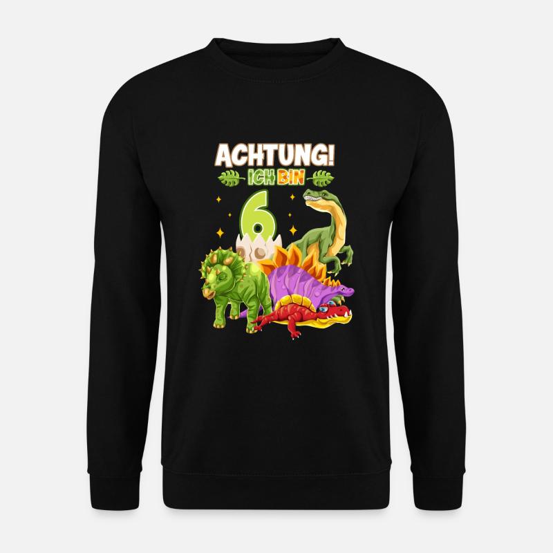 6 Jahre Alt Geburtstag Dino Motiv Junge Dinosaurie - Unisex Pullover - Schwarz