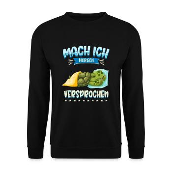 Mach Ich Morgen Versprochen Faul Müde Schlafen - Unisex Pullover - Schwarz - Vorne - Alina (178cm) & Michal (187cm)