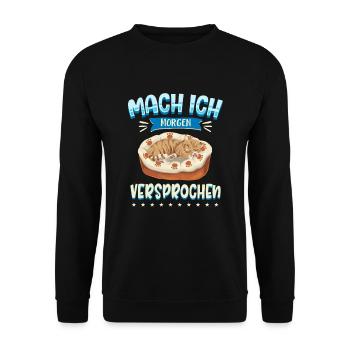 Mach Ich Morgen Versprochen Faul Müde Schlafen Kat - Unisex Pullover - Schwarz - Vorne - Alina (178cm) & Michal (187cm)
