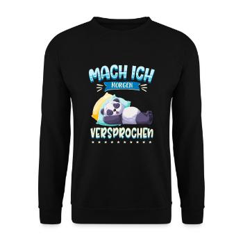 Mach Ich Morgen Versprochen Faul Müde Schlafen Pan - Unisex Pullover - Schwarz - Vorne - Alina (178cm) & Michal (187cm)
