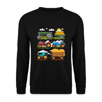 Traktor Jungen Traktoren Bauernhof Fahrzeuge Treck - Unisex Pullover - Schwarz - Vorne - Alina (178cm) & Michal (187cm)