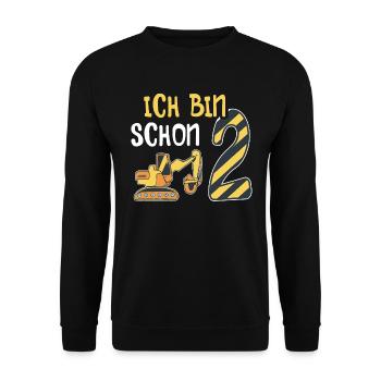 Baggerfahrer 2. Geburtstag Kinder 2 Jahre Bagger - Unisex Pullover - Schwarz - Vorne - Alina (178cm) & Michal (187cm)