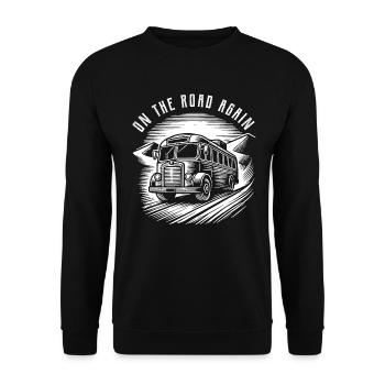 T-shirt de bus vintage sur la route à nouveau - Sweat-shirt Unisexe - noir - Devant - Alina (178cm) & Michal (187cm)