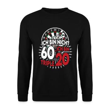 60 Geburtstag triple 20 Dartpfeilen & Dartscheibe - Unisex Pullover - Schwarz - Vorne - Alina (178cm) & Michal (187cm)
