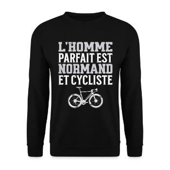 L'Homme Parfait Est Normand Cycliste - Sweat-shirt Unisexe - noir - Devant - Alina (178cm) & Michal (187cm)