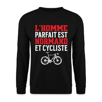 L'Homme Parfait Est Normand Cycliste - Sweat-shirt Unisexe - noir - Devant - Alina (178cm) & Michal (187cm)