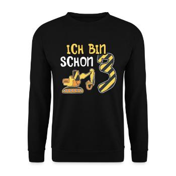 Baggerfahrer 3. Geburtstag Kinder 3 Jahre Bagger - Unisex Pullover - Schwarz - Vorne - Alina (178cm) & Michal (187cm)