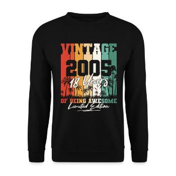 Né en 2005 18 ans anniversaire - Sweat-shirt Unisexe - noir - Devant - Alina (178cm) & Michal (187cm)