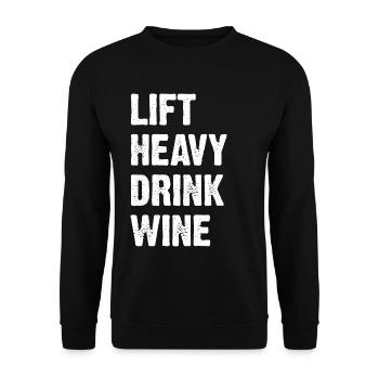 Lift Heavy Drink Wine - Unisex Sweatshirt - black - Front - Alina (178cm) & Michal (187cm)
