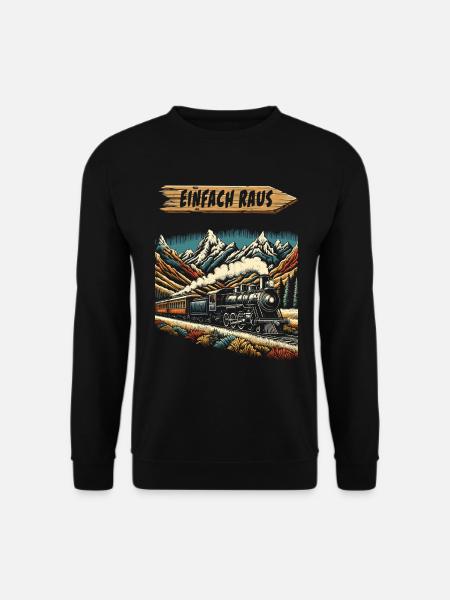 Vintage Zug Abenteuer Einfach Raus Berglandschaft - Unisex Pullover - Schwarz