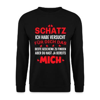 Schatz ich habe versucht das perfekte Geschenk - Unisex Pullover - Schwarz - Vorne - Alina (178cm) & Michal (187cm)