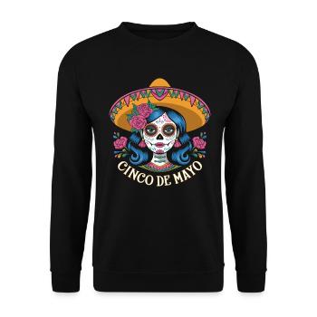 Cinco de Mayo Sugar Skull Mexican Fiesta - Unisex Sweatshirt - black - Front - Alina (178cm) & Michal (187cm)