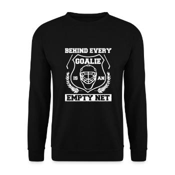 Hockey-Tormann hinter jedem Tormann Leere Net Ice - Unisex Pullover - Schwarz - Vorne - Alina (178cm) & Michal (187cm)