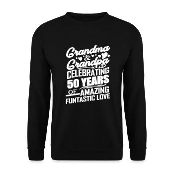 Gold Wedding Anniversary Grandma Grandpa - Unisex Sweatshirt - black - Front - Alina (178cm) & Michal (187cm)