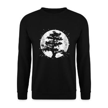 Meditativer japanischer Buddha-Baum - Unisex Pullover - Schwarz - Vorne - Alina (178cm) & Michal (187cm)