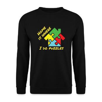 Puzzle Lover Home est l’endroit où je fais des puzzles - Sweat-shirt Unisexe - noir - Devant - Alina (178cm) & Michal (187cm)