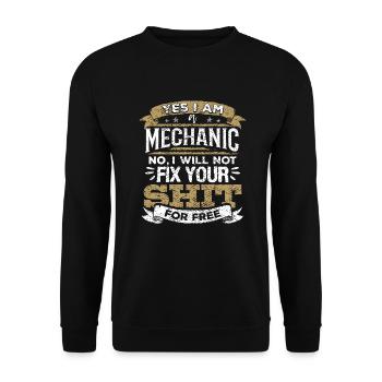 Mechaniker Nein, ich werde deine Scheiße nicht kostenlos reparieren - Unisex Pullover - Schwarz - Vorne - Alina (178cm) & Michal (187cm)