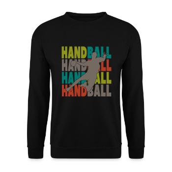 Retro vintage handball player handball ball gift - Unisex Sweatshirt - black - Front - Alina (178cm) & Michal (187cm)