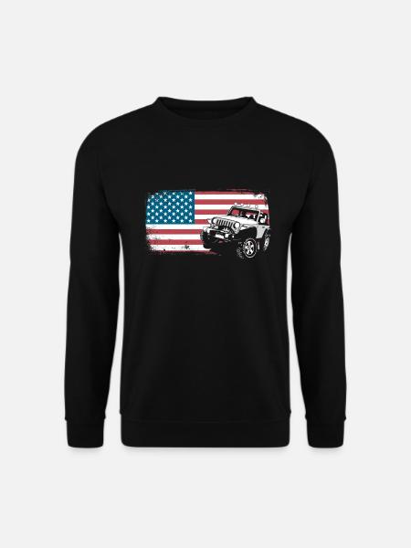 Jeep Auto Cross Country Véhicule USA Amérique Drapeau Cadeau - Sweat-shirt Unisexe - noir