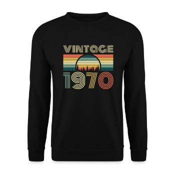 Vintage 1970 Geburtstag Retro Jahrgang 70 Geschenk - Unisex Pullover - Schwarz - Vorne - Alina (178cm) & Michal (187cm)