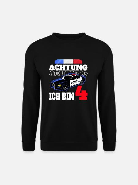 4 Geburtstag Polizei Polizeiauto Junge Geschenk - Unisex Pullover - Schwarz