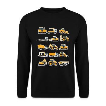 Baustelle Baufahrzeuge Sammlung Bagger Geschenk - Unisex Pullover - Schwarz - Vorne - Alina (178cm) & Michal (187cm)