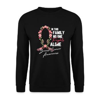 Breast Cancer Ribbon Flower Fight Chemo Gift - Unisex Sweatshirt - black - Front - Alina (178cm) & Michal (187cm)