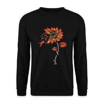 Blood Cancer Leukemia Sunflower Flower Gift - Unisex Sweatshirt - black - Front - Alina (178cm) & Michal (187cm)