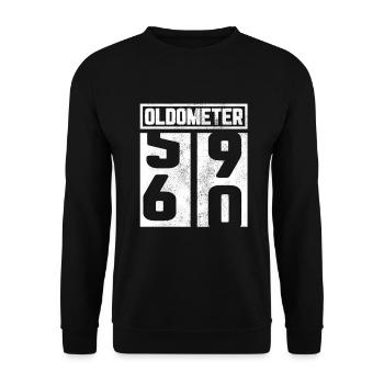 Oldometer 60. Geburtstag Sechzig Jubiläum Geschenk - Unisex Pullover - Schwarz - Vorne - Alina (178cm) & Michal (187cm)