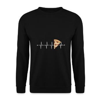 Pizza heartbeat pizzeria meal fast food gift - Unisex Sweatshirt - black - Front - Alina (178cm) & Michal (187cm)