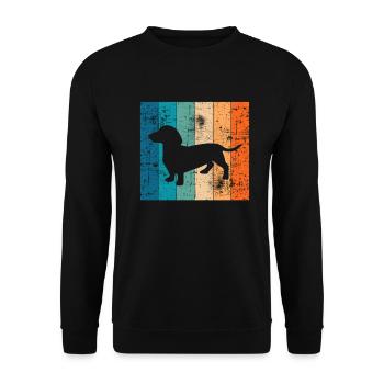 Teckel Dachshund Retro Dachshund Puppy Gift Idea - Unisex Sweatshirt - black - Front - Alina (178cm) & Michal (187cm)