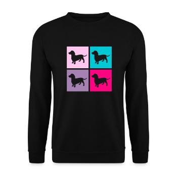 Teckel Rétro Chiens Chien Amant Cadeau Rose - Sweat-shirt Unisexe - noir - Devant - Alina (178cm) & Michal (187cm)