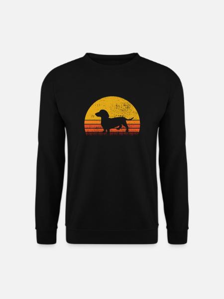 Dackel Retro Hund Hundeliebhaber Teckel Geschenk - Unisex Pullover - Schwarz