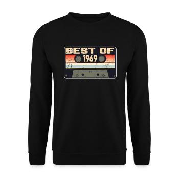Vintage 1969 Kassette Retro Jahrgang Geschenk - Unisex Pullover - Schwarz - Vorne - Alina (178cm) & Michal (187cm)