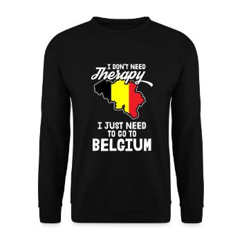 Belgique Therapy Bruxelles idée cadeau bannière drapeau - Sweat-shirt Unisexe - noir - Devant - Alina (178cm) & Michal (187cm)