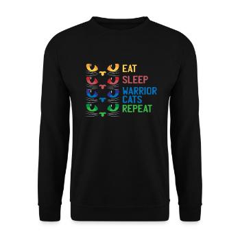 Gaming Cats Eat Sleep Warrior Repeat Gift - Unisex Sweatshirt - black - Front - Alina (178cm) & Michal (187cm)