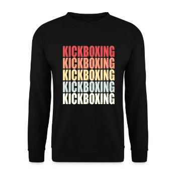Kickboxing Boxen Kämpfer Kickboxen Retro Geschenk - Unisex Pullover - Schwarz - Vorne - Alina (178cm) & Michal (187cm)