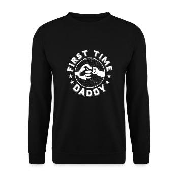 Zum ersten Mal Papa Geschenk Vatertagsgeschenke - Unisex Pullover - Schwarz - Vorne - Alina (178cm) & Michal (187cm)