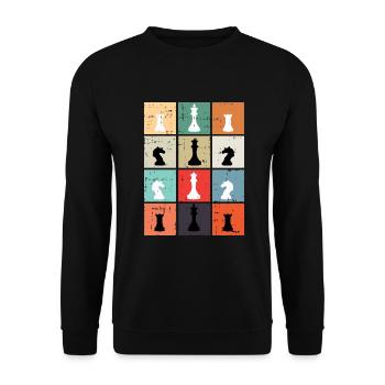 Échecs échiquier roi reine chevalier cadeau - Sweat-shirt Unisexe - noir - Devant - Alina (178cm) & Michal (187cm)