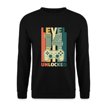 Cadeau de jeu du 14e anniversaire débloqué de niveau 14 - Sweat-shirt Unisexe - noir - Devant - Alina (178cm) & Michal (187cm)