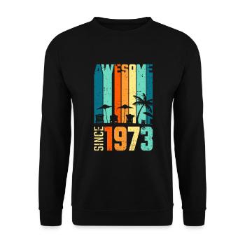 Awesome since 1973 Geburtstag Jahrgang Geschenk - Unisex Pullover - Schwarz - Vorne - Alina (178cm) & Michal (187cm)
