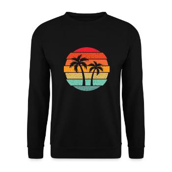 Palme Retro Art Tropical Beach Urlaubsgeschenk - Unisex Pullover - Schwarz - Vorne - Alina (178cm) & Michal (187cm)