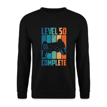 50th Birthday Level 50 Complete Gamer Gift - Unisex Sweatshirt - black - Front - Alina (178cm) & Michal (187cm)