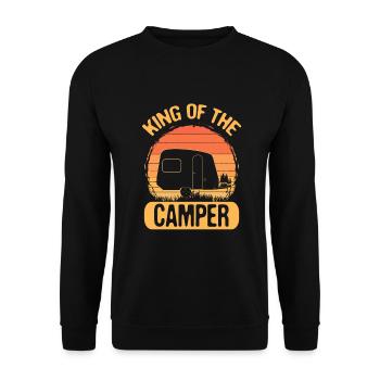 Camping Gift King of the Camper Gift - Unisex Sweatshirt - black - Front - Alina (178cm) & Michal (187cm)