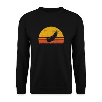Aubergine Gemüse Vegetarier Veganer Retro Geschenk - Unisex Pullover - Schwarz - Vorne - Alina (178cm) & Michal (187cm)