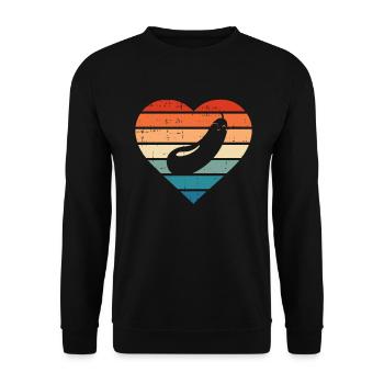 Aubergine Gemüse Vegetarier Veganer Retro Geschenk - Unisex Pullover - Schwarz - Vorne - Alina (178cm) & Michal (187cm)