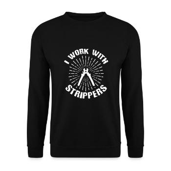 Cadeau électricien Je travaille avec des strip-teaseuses - Sweat-shirt Unisexe - noir - Devant - Alina (178cm) & Michal (187cm)
