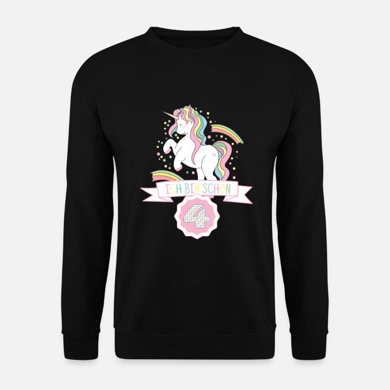 4. Geburtstag Einhorn alter Jahre Mädchen Geschenk - Unisex Pullover - Schwarz